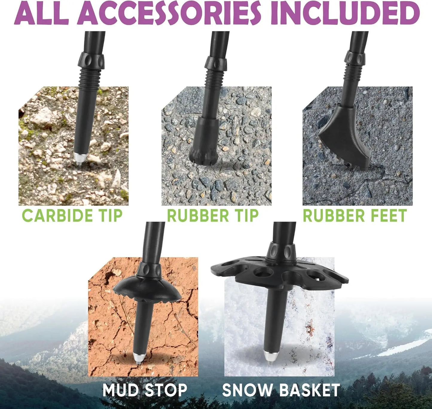 Collapsible Hiking & Trekking Poles - Balance Support for Seniors, Women, Men, 2pc Set
