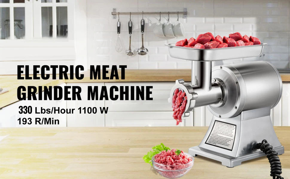 SucceBuy 250Kg/H Electric Meat Mincer Grinder Commercial Kitchen Chopper Food Processor Sausage Maker Machine Home Appliance