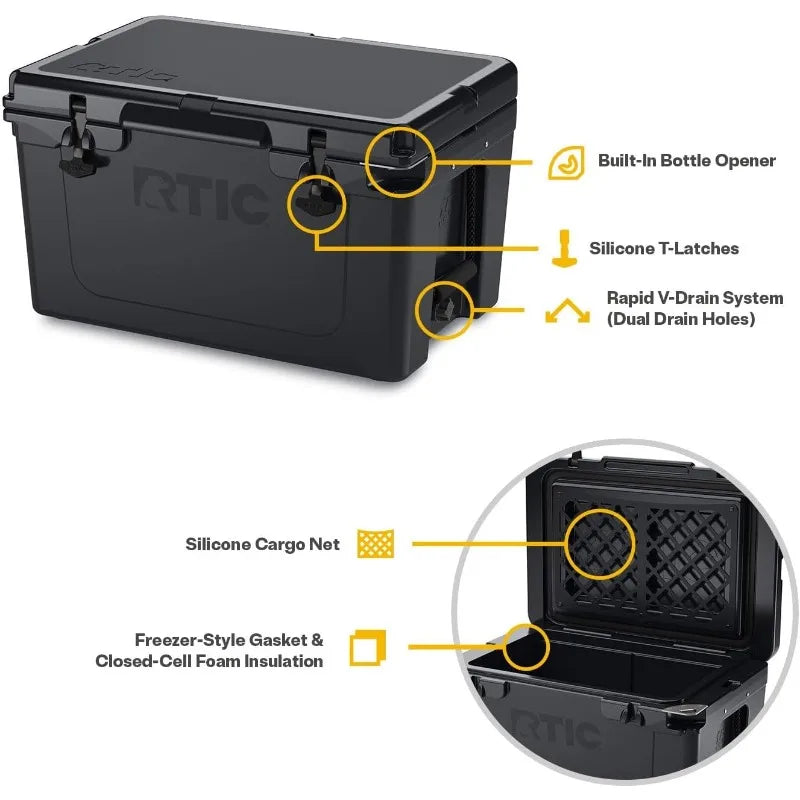 Ultra-Tough Cooler Hard Insulated Portable Ice Chest Box for Beach, Drink, Beverage,