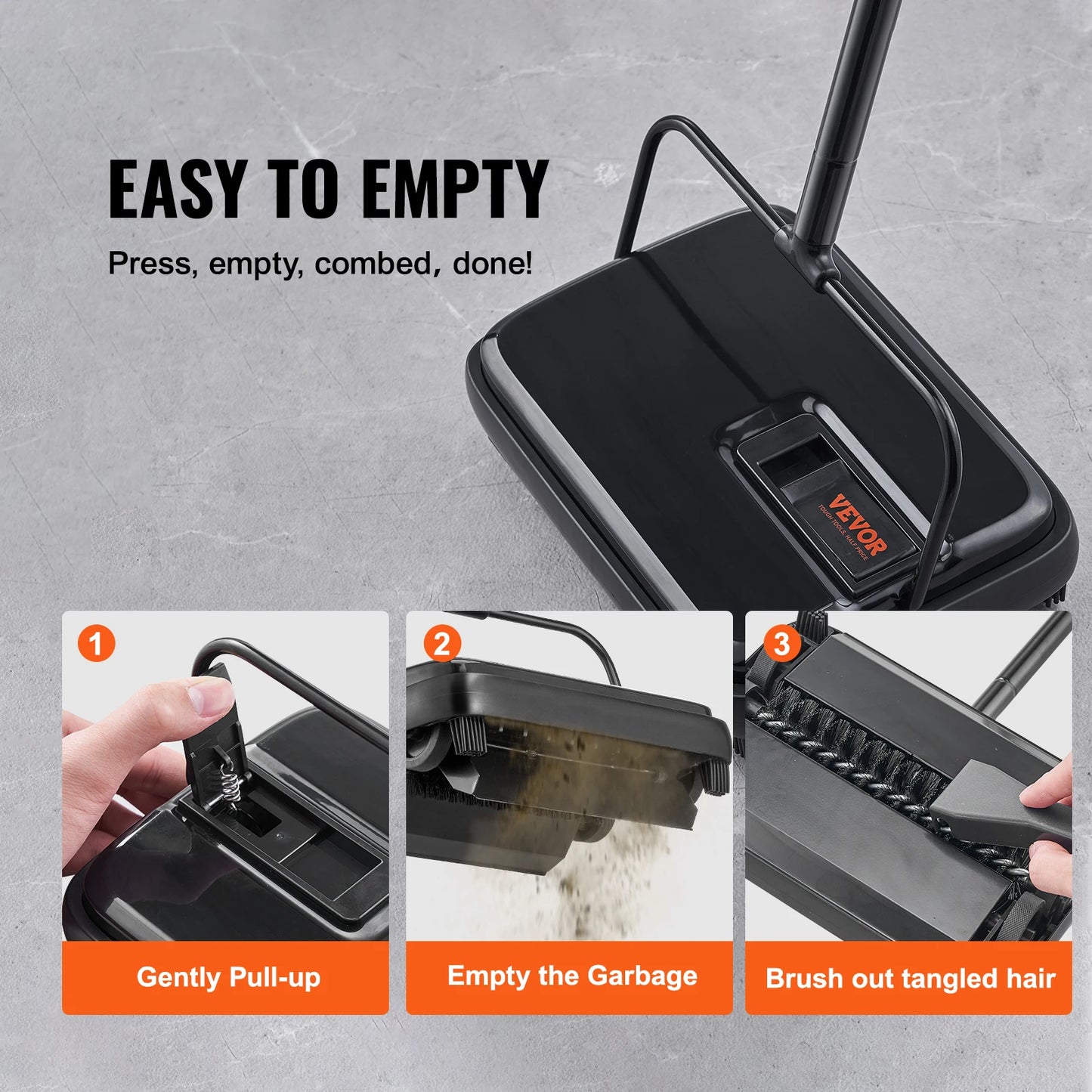 SucceBuy Manual Carpet Sweeper 7.87 in Sweeping Paths 300ml Dustbin Capacity w/ Comb for Home Rugs Hardwood Surfaces Wood Floors