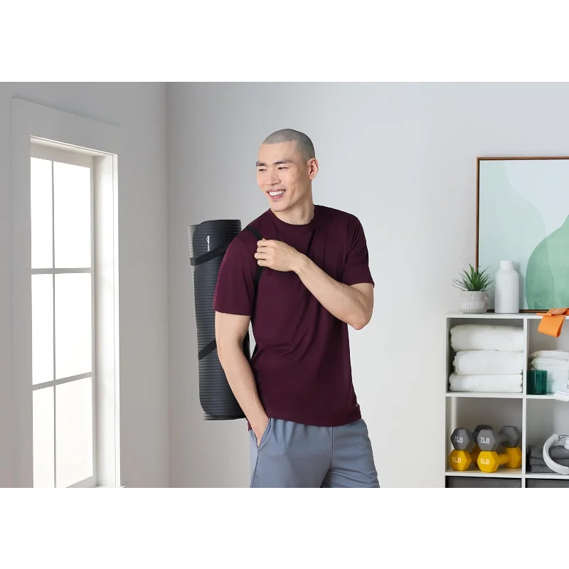 1/2 Inch Extra Thick Exercise Yoga Mat with Carrying Strap, Cushioned Support, for Fitness and Gym Workouts