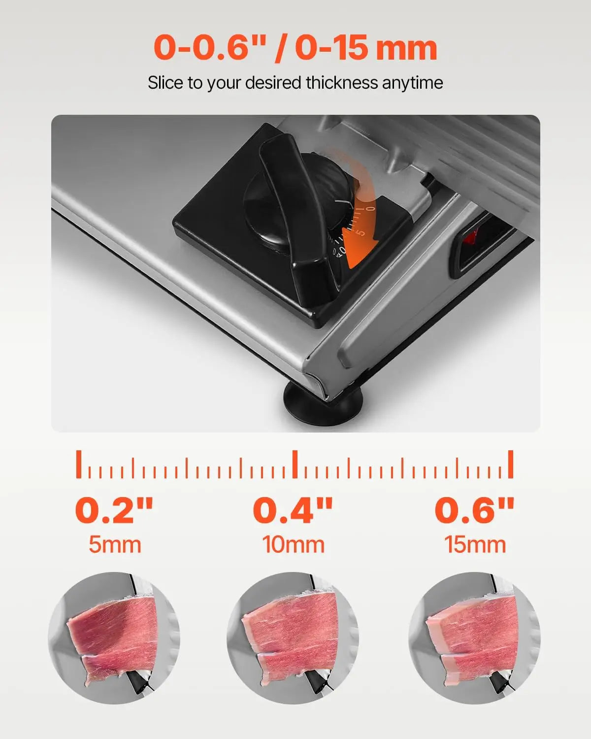180W Electric Deli Food Slicer with 7.5" Blade, Adjustable Thickness 0-0.6", ETL Certified for Home Use