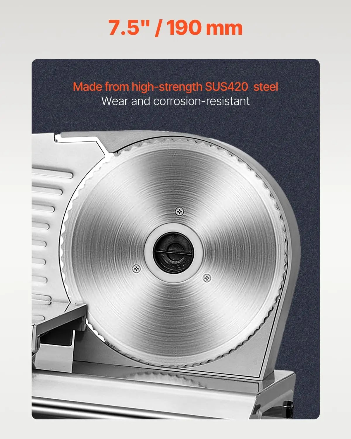 180W Electric Deli Food Slicer with 7.5" Blade, Adjustable Thickness 0-0.6", ETL Certified for Home Use