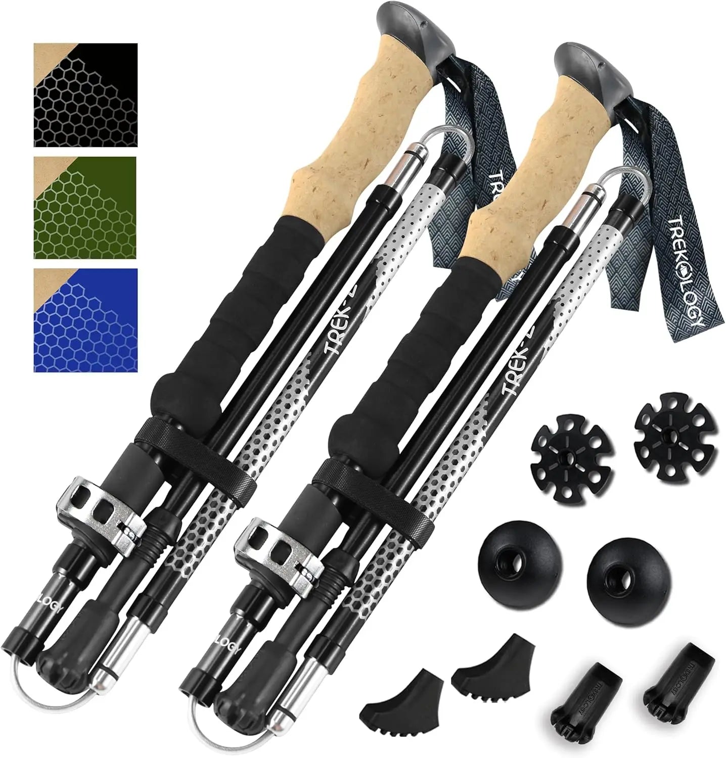 Collapsible Hiking & Trekking Poles - Balance Support for Seniors, Women, Men, 2pc Set