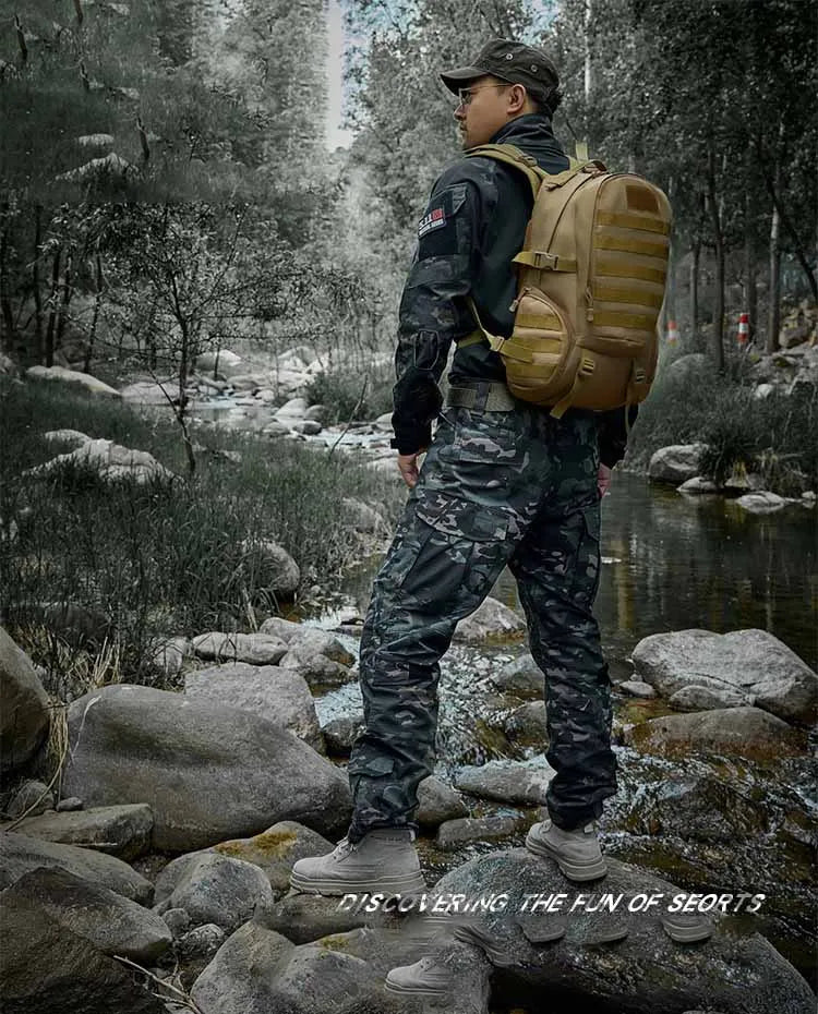 Large Bag Camouflage Backpack Men Outdoor Hiking Tactical Mountaineering Camping Bag Multi-functional Sports Travel Backpack