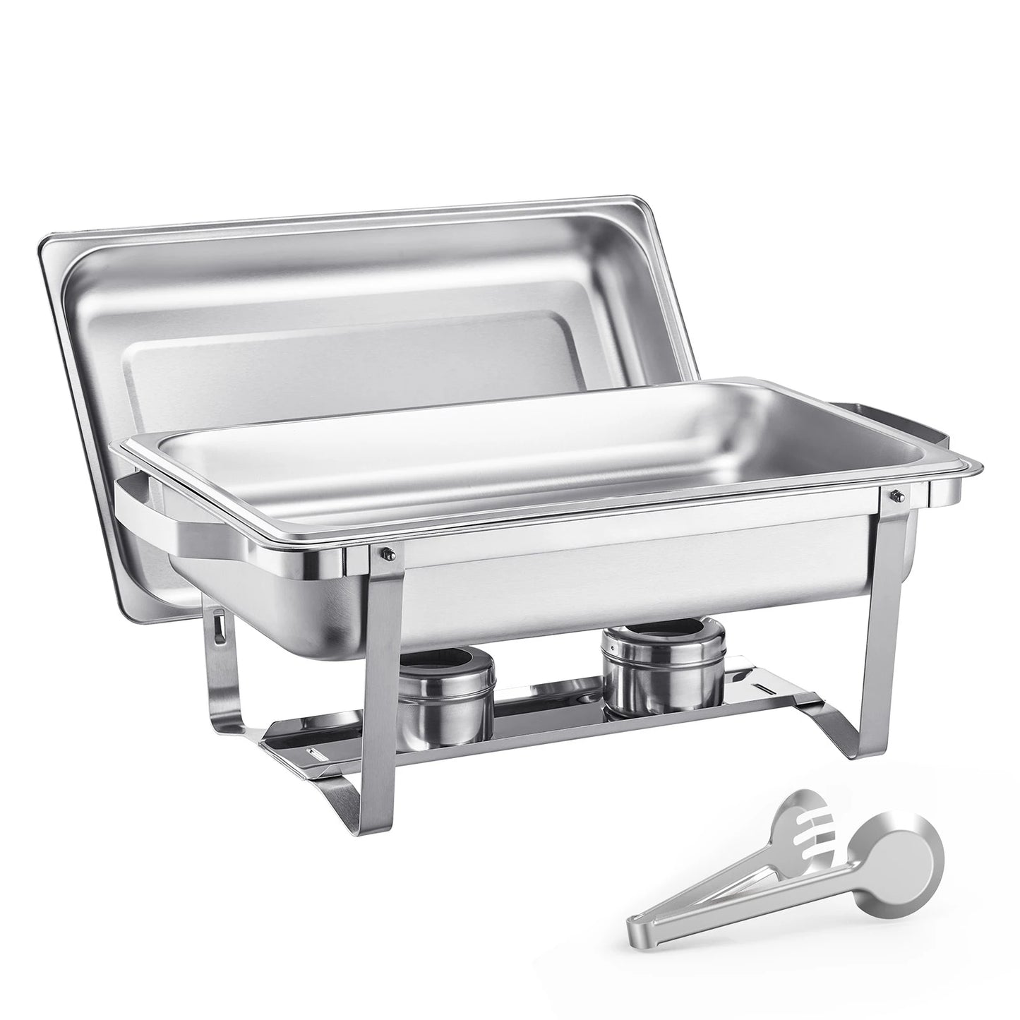 SucceBuy 8 Qt 4 Pack Chafing Dish Buffet Set Stainless Steel Chafer with 2 Full Size and 4 Half Size Pans Catering Warmer Server