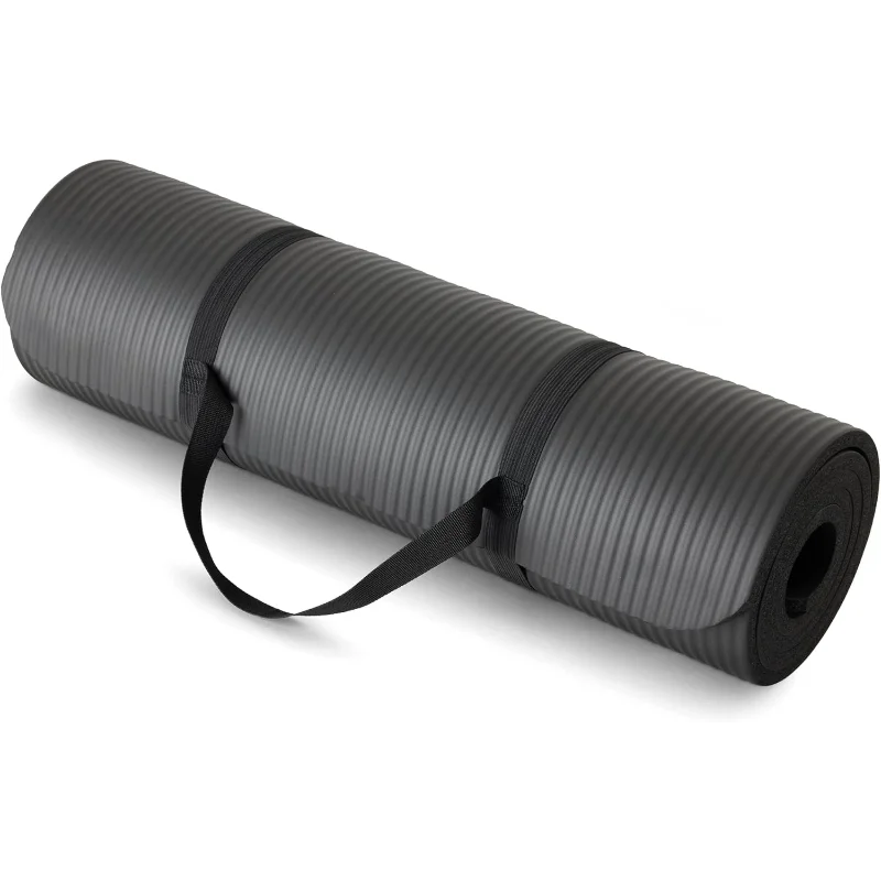 1/2 Inch Extra Thick Exercise Yoga Mat with Carrying Strap, Cushioned Support, for Fitness and Gym Workouts
