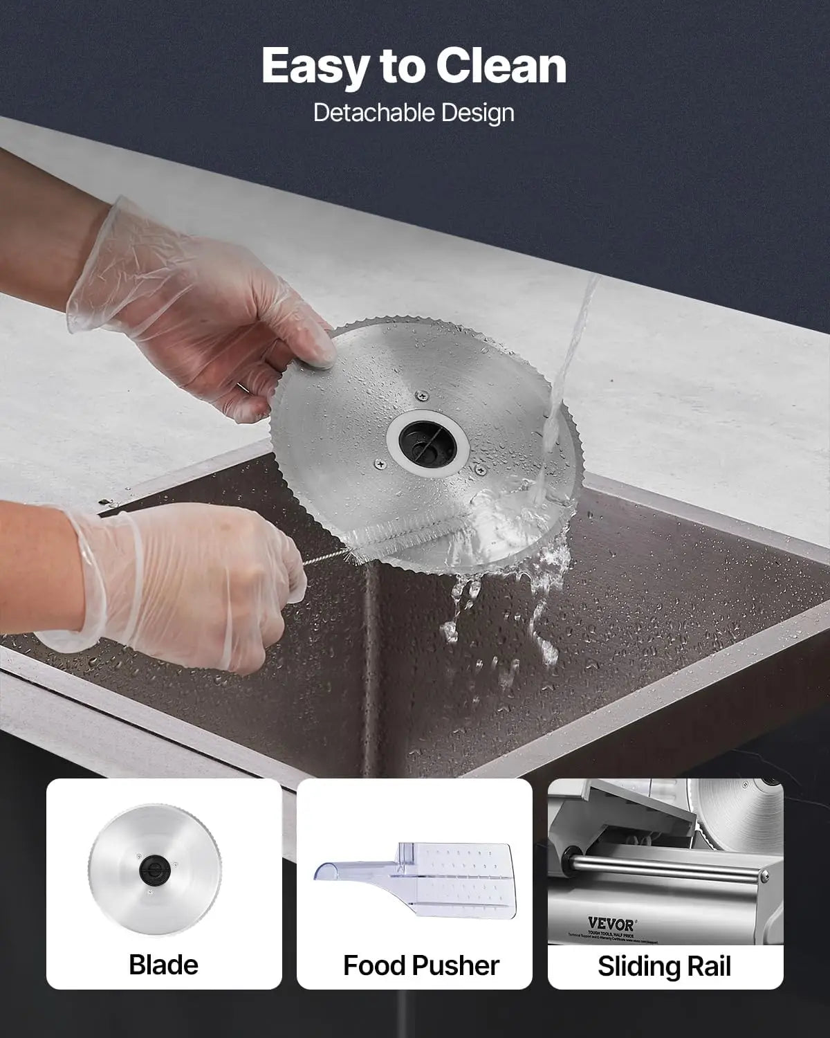 180W Electric Deli Food Slicer with 7.5" Blade, Adjustable Thickness 0-0.6", ETL Certified for Home Use