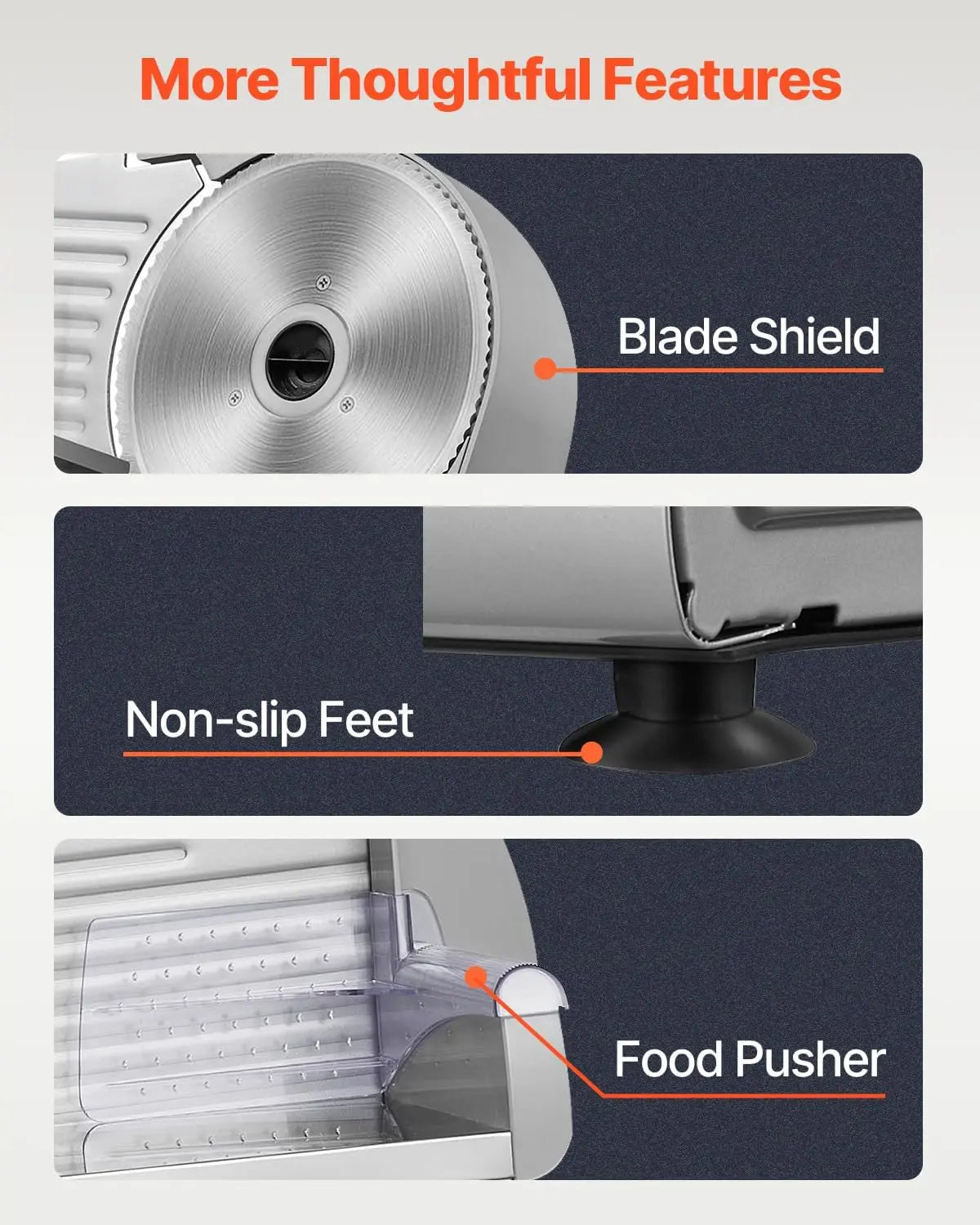 180W Electric Deli Food Slicer with 7.5" Blade, Adjustable Thickness 0-0.6", ETL Certified for Home Use
