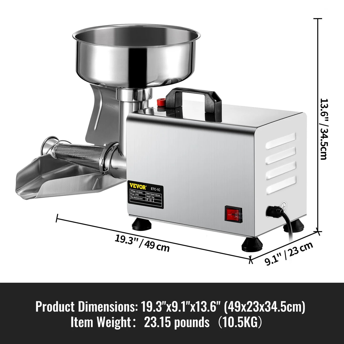 SucceBuy Electric Fruit Press Strainer Machine  Commercial Food Strainer Sauce Maker Stainless Steel Tomato Milling Tool