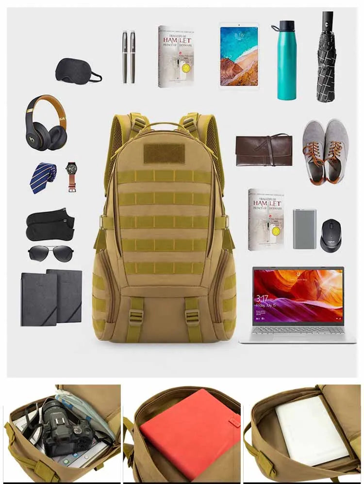 Large Bag Camouflage Backpack Men Outdoor Hiking Tactical Mountaineering Camping Bag Multi-functional Sports Travel Backpack